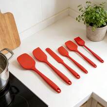 6pcs Silicone Scraper Set, Includes 6 Kitchen Utensils With Silicone Brush Heads, Heat-Resistant, Dishwasher , Made Of Rubber Material, Suitable For Scraping Food Residue, Baking, Cooking And Stirring In Various Scenarios 1/6pcs - Multicolor - View 2
