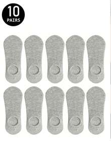 1/5/10/15/20 Pairs Invisible Low-Cut Boat Socks, Black/White/Grey Basic Style, Everyday Wear Socks, Low-Cut Socks - Multicolor - View 32