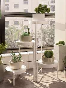 1件 3層/4層鐵製植物架，室內落地綠植花架，陽台植物展示架，適合擺放各種植物，適用於陽台、露台、花園與客廳裝飾 - A - 查看 3