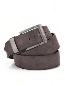 1pc Men's Wide Stitch Alloy Buckle Belt, Suitable For Jeans And Trousers, Minimalist Cool Sports Style, Daily Decorative Belt - Brown - View 4