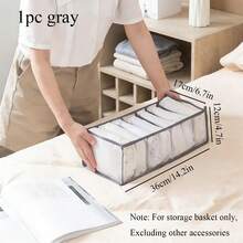3pcs Wardrobe Clothes Partition Storage Box, Foldable Mesh Drawer Storage Set, Partitioned Underwear Storage Box, Bra, Sock And Underwear Breathable Fabric Wardrobe Divider, Space Saving Home Dress Storage Container - Grey - View 14