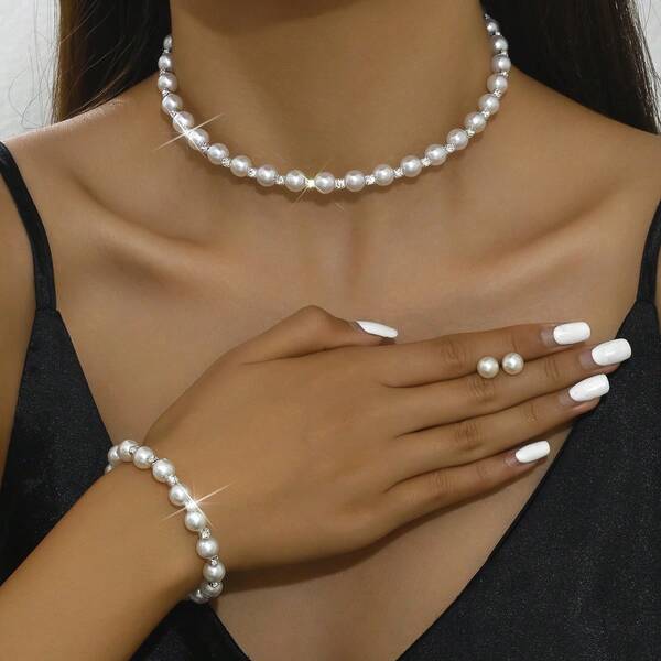 Conjunto de 3 piezas de joyería con patrón geométrico minimalista y sexy, de moda, para fiesta, banquete, fotografía, todo el año
