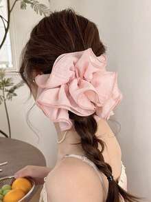 1pc Girls Lace Ruffle Scrunchie High-End Hair Tie Oversized Hair Flower Hair Accessory - Multicolor - View 5