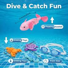 4pcs Pool Toys (1 Salamander * 1 Turtle * 1 Lobster * 1 Seahorse, Random Color) Seahorse, Turtle, Lobster Sink In Water, Only Salamander Spins And Rises. Diving Set, Diving Pool Toys, Bathtub Toys, Swimming Pool Toys, Swimming Toys, Suitable For Children's Diving Sports And Breath-Holding Practice, Summer Beach Water Games, Children's Birthday Gift, Water Party Entertainment - Multicolor - View 9