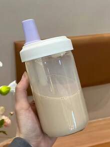 1pc Transparent Large Capacity Straw Cup, Heat-Resistant Portable Milk Tea Cup, PP Material, Suitable For Juice, Milk And Direct Drinking Water - Multicolor - View 6
