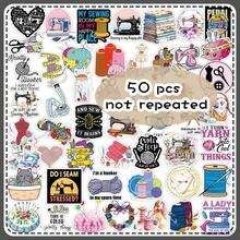 50pcs Vintage Painted Creative Sewing Enthusiast Cartoon Tailor Handmade Needlework Decor Skateboard Scrapbook Stickers - Sewing Enthusiasts - 2015 - View 11