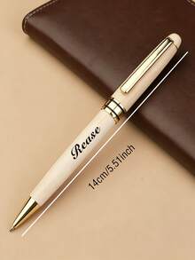 Engraved Bamboo Wood Metal Ballpoint Pen, Customized Logo, Graduation Gift For Father, Mother, Teacher, Classmate, Friend - Round - View 3