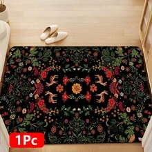 1pc, Home Decor, Floral Deer Pattern Print, Linen Kitchen Rug, Kitchen Mat, Floor Mat, Bathroom Mat, Door Mat, 3D Print Rectangular, Suitable For Living Room, Bedroom, Hallway, Bathroom, Laundry Room - Polyester Rug, Suitable For Indoor And Outdoor Home Decor - Multicolor - View 12