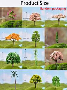 12pcs Micro Landscape Simulation Trees,Miniature Artificial Cherry Blossom Tree, PVC Artificial Greenery Decorations,Colorful Micro Garden Tree Flowers Plant For DIY Craft Fairy Gardens Terrariums, Glass Containers Garden Room Decor, Home Decor - Multicolor - View 6