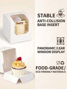 1pc Mini White Bread Box With Window, Cupcake Box, Cookie Box, Miniature Pastry Box For Birthday Party Cake Packaging, Wedding Dessert Table Storage,Homemade Cake Gift Wrapping, Or Celebration Pastry Transportation - Multicolor - View 7