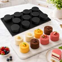 1pc Cylindrical Cake Silicone Mold, Cylinder Shape, Can Be Used For Cake/Mousse/Pudding/Jelly, Easy Demolding, Multifunctional Baking Mold. Suitable For Home Baking / Private Dessert Shop / Baking Enthusiasts - Black - View 2