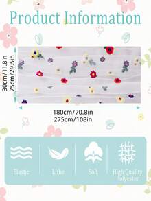 1件米白色雛菊刺繡薄紗桌旗，春季花卉網格桌旗，節日生日居家餐桌派對裝飾 - 白色 - 查看 2