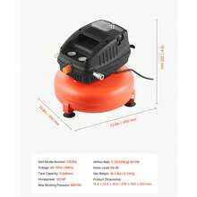 3 Gallon Air Compressor, 1/3HP 0.54CFM @ 90PSI Portable Pancake Air Compressor & 100PSI Max Working Pressure, Oil-Free Compressor Tank For Tire Inflation, Spray Painting, Woodwork Nailing, 120V - Orange - View 7