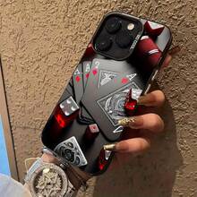 [Shipped From Local Within 24 Hours]Phone Case - A Black Acrylic Full Coverage Shockproof Card Design Case - Silver - View 3