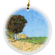Arte de Van Gogh a Lane Near Arles diseo Ronda a Doble Cara de Porcelana Navidad Ornamentos - inicial - Ver 2