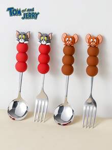 TOM AND JERRY. 3D 卡通湯匙與叉子套組，304 不鏽鋼可愛餐具 - 查看 6