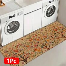 1pc Home Decor, Floral Tree Pattern Printed Linen Kitchen Rug, Kitchen Mat, Floor Mat, Bathroom Mat, Door Mat, 3D Printed Rectangular, Suitable For Living Room, Bedroom, Hallway, Bathroom, Laundry Room - Polyester Rug, Suitable For Indoor And Outdoor Home Decor - Multicolor - View 16
