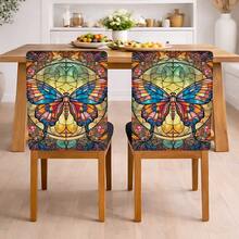 2/4/6pcs Set, Home Decor, Butterfly Pattern Printed Linen Chair Covers, Suitable For Daily Home Decoration, Living Room, Dining Room, Garden Environment, Hotel Restaurant, Holiday Party, Friends Gathering, Washable Polyester Material, Dining Chair Seat Cushion Covers - Multicolor - View 2