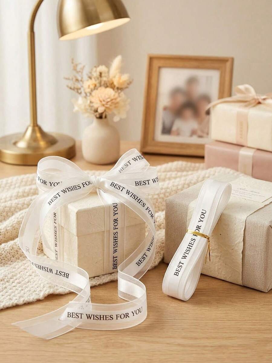 5/3/1 Roll White Chiffon Ribbon, Party Gift Wrapping Ribbon, Baby Shower Supplies, Back To School Supplies, Party Supplies, Wedding Decor, Holiday Party And Wedding Decor, 60 Inches Long, Suitable For Balloon Decoration, Sewing, Floral DIY And Gift Wrapping - Multicolor - View 1