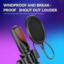 1pc RGB Gaming Capacitive Microphone, High-Definition USB Microphone With Noise Cancelling Cover, Shock Mount, Foldable Tripod Stand, Plug And Play, Suitable For Gaming, Podcasting, Voice-Over, Music Recording - View 6