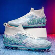 SUNAIS Men's Football Cleats, Professional Football Bootsl High-Top Shoes For Indoor And Outdoor Football, Futsal Training Sneakers - White - View 3