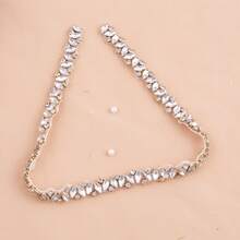 Bridal Waist Belt Accessory Rhinestone Wedding Dress Waistband Bride Beaded Barcode Belt - A - View 7