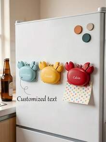 Customized Text LOGO Bottle Opener, Magnetic Fridge Magnet Bottle Opener, Customized Crab Shaped Bottle Opener, Multi-Functional Beer Bottle Opener Fridge Magnet Design, With Safety Utility Knife, Scissors, Make Family Kitchen More Fun - Multicolor - View 1