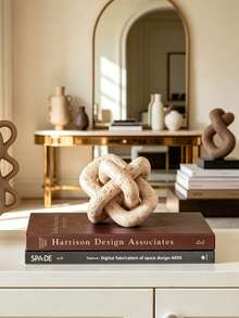 Bright Gold Resin Knot Decor, Modern Minimalist Abstract Chain Sculpture, Suitable For Coffee Table, Bookshelf And Entryway, Living Room Aesthetic Luxury Home Decor, Ideal For Home Arrangement And Photography Props - A - View 7