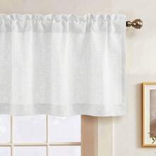 1pc/2pcs, White Japanese Retro Faux Linen Kitchen Curtains, Made Of Soft And Thick Polyester Fabric, Provides Natural Light Filtration And Privacy Protection, Washable, Suitable For Kitchen, Bedroom, Living Room, Office, RV And Bay Window. - White - View 3