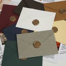 16pcs Linen Envelopes Stationery Set Vintage V-Flap Invitation Paper For Wedding Graduation Baby Shower Postcard Holder - A - View 5