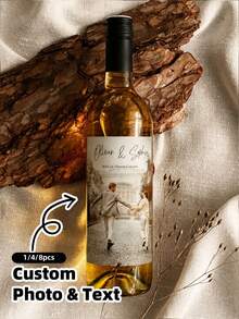 1/4/8pcs Customizable Wine Bottle Stickers, Personalized With Photos And Text, Waterproof And Oil-Resistant, Suitable For Weddings, Birthdays, Holidays, Graduation Parties, Anniversaries, Can Be Applied To Red Wine And Champagne Bottles, Instantly Enhances Party Atmosphere, Perfect As Gifts For Father, Mother, Wife, And Friends - Multicolor - View 4