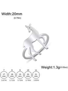 LIKGREAT 1件不鏽鋼金色卡通鹿角戒指，適合女款與男款，婚禮禮物首飾 - 款式1 - 查看 15