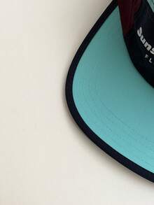 1 pieza Gorra de béisbol de moda callejera con parte superior suave, diseño de bloques de color y patchwork, visera plana, estilo hip hop, secado rápido, unisex con letras, gorra de ciclismo para exteriores tipo techwear, sombrero de sol de 5 paneles con patchwork, delgado y repelente al agua para el verano - Bloqueo de color de puesta de sol - Ver 10