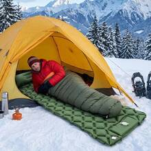 1pc Outdoor Inflatable Sleeping Pad, Camping, Hiking, Picnic Essential Lightweight Portable Foldable Moisture-Proof Mat Outdoor Gear Summer Travel Must-Have, Foot-Pumped Extra Wide Extra Thick Inflatable Mattress - Multicolor - View 6