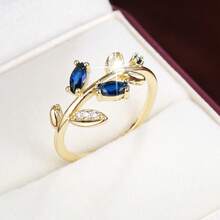 1pc Fresh Leaf Shaped Design Cubic Zirconia Women's Ring - Multicolor - View 21