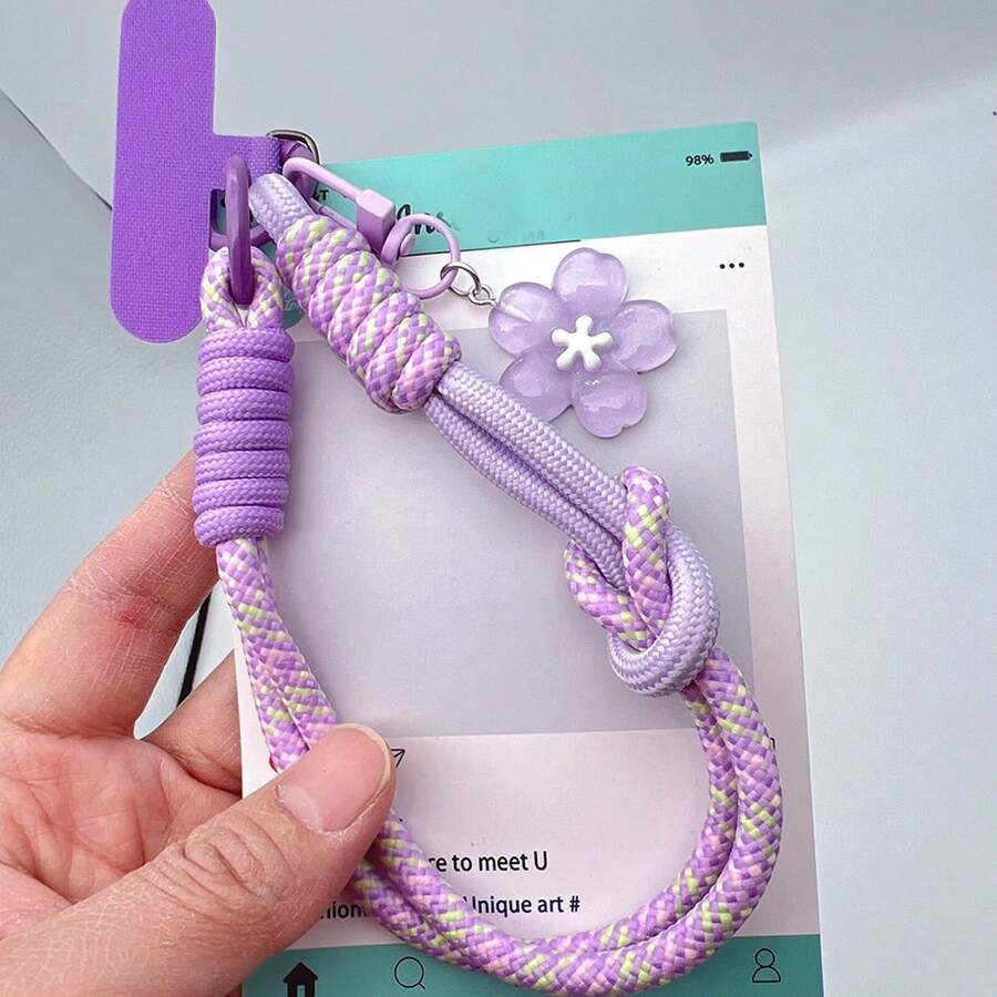 多彩百搭手腕手機掛繩 防摔防丟 短款通用夾式手機鏈 多巴胺色系掛繩 - 彩色 - 查看 1