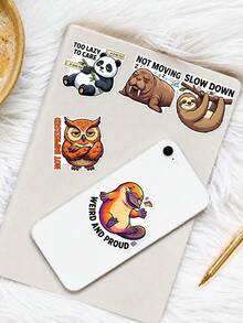 50 pièces Autocollants d'animaux du zoo à l'attitude impertinente, art pop américain de bande dessinée avec citations amusantes, décalcomanies idéales pour le journalisme, le scrapbooking, la bouteille d'eau, l'ordinateur portable DIY & les cadeaux de papeterie pour adolescents - 7*6*1 - Voir 4