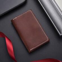 1 Piece Men's Solid Dark Green Bifold Wallet, Smooth Plain Surface Contrast White Stitched Edge Foldable Multi Card Cash Storage Purse For Business Da - Multicolor - View 5