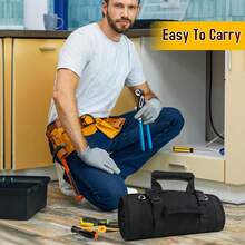 [Heavy Duty Tool Bag] 1pc Heavy Duty Waterproof Tool Organizer Bag With Portable Roll-Up Design, Multiple Compartments, Adjustable Shoulder Strap, Durable Green Fabric, Zipper Closure, Perfect For Organizing Hand Tools And Small Items, Electrician Tool Bag - Black - View 7