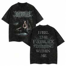 Camiseta de Algodón Unisex Oversize Lavada Vintage de la Banda de Heavy Metal Rock Lorna Shore, Estilo Gótico Punk Emo Grunge Streetwear de los 90, Regalo para Amantes de laúsica - Negro - Ver 1