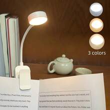 1個 4LED 白色夾式書燈，護眼閱讀燈，可充電書燈，3種色溫，可調光，迷你便攜夾式閱讀燈 (電池/可充電 300mAh/600mAh) - 多色3 - 查看 9