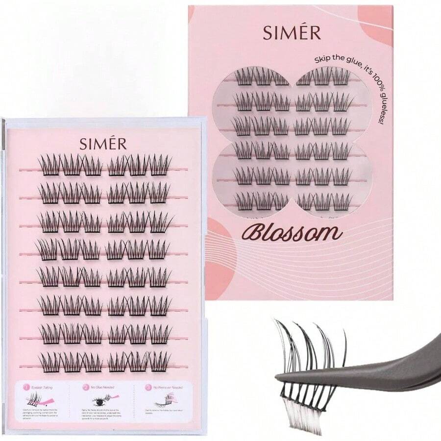 Pestaas postizas autoadhesivas, naturales y ligeras, sin necesidad de pegamento, 11 - 13 mm, reutilizables, sin residuos, preencoladas, rizo C, extensiones de pestaas. - inicial - Ver 1