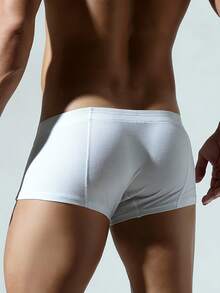 Men's One-Piece, Plain-Colored Stretch Briefs With Decorative Button And Four-Way Stretch - Beige - View 4
