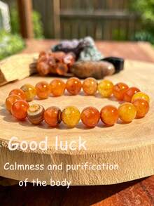 YAUKIA Boho Orange Sunstone Luck Bracelet , Spiritual Healing Bracelets, Anxiety , Stress Relief , Yoga Meditation Jewelry , Suitable For Seaside Travel - Orange - View 2