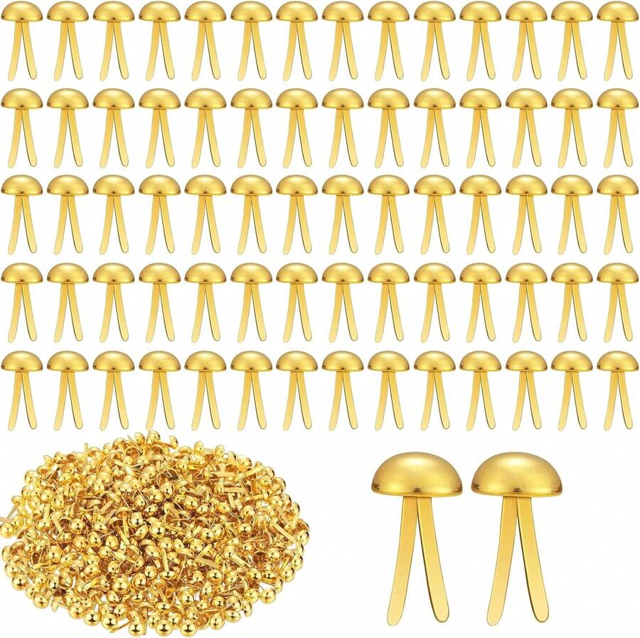 ADULLPONY 600Pcs Gold Brads, Paper Fasteners, 8x175mm Mini Brads, Split Pins, Round Head Brass Fasteners For Paper Crafts Supplies - White - View 1