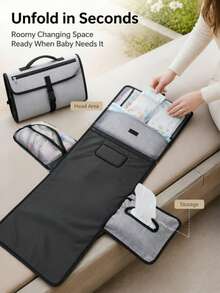 1pc Foldable Portable Baby Diaper Changing Mat, Multi-Functional Storage Baby Diaper Changing Pad - Multicolor - View 4