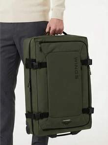 W WINGS Large Compression Soft Suitcase 28" 24" 20" Inch ROOK Travel Bag Luggage Polyester Zipper High Quality, Waterproof, Telescopic Handle, Wheels KHAKI - Army Green - View 9