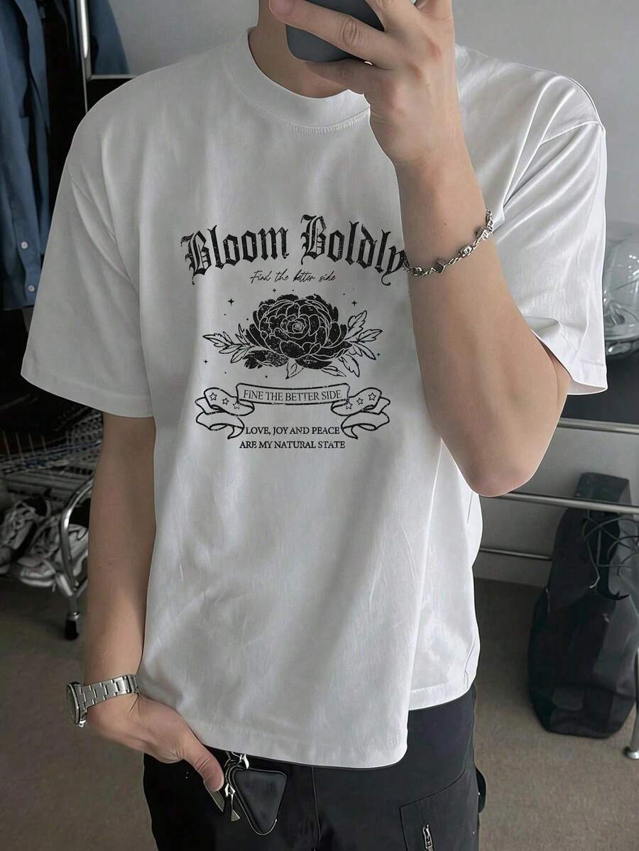 Camisetas de hombre de estilo urbano americano para uso diario en verano, de puro algodón. - Blanco - Ver 1