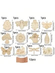 Set casuale di 24 pezzi di insetti in legno fai-da-te, kit di artigianato per dipingere insetti in legno non verniciati, include insetti in legno non verniciati, pennelli e vernici, adatto per decorazioni festive e progetti artistici personalizzati, ideale per la decorazione della casa - Multicolore - Visualizzare 7