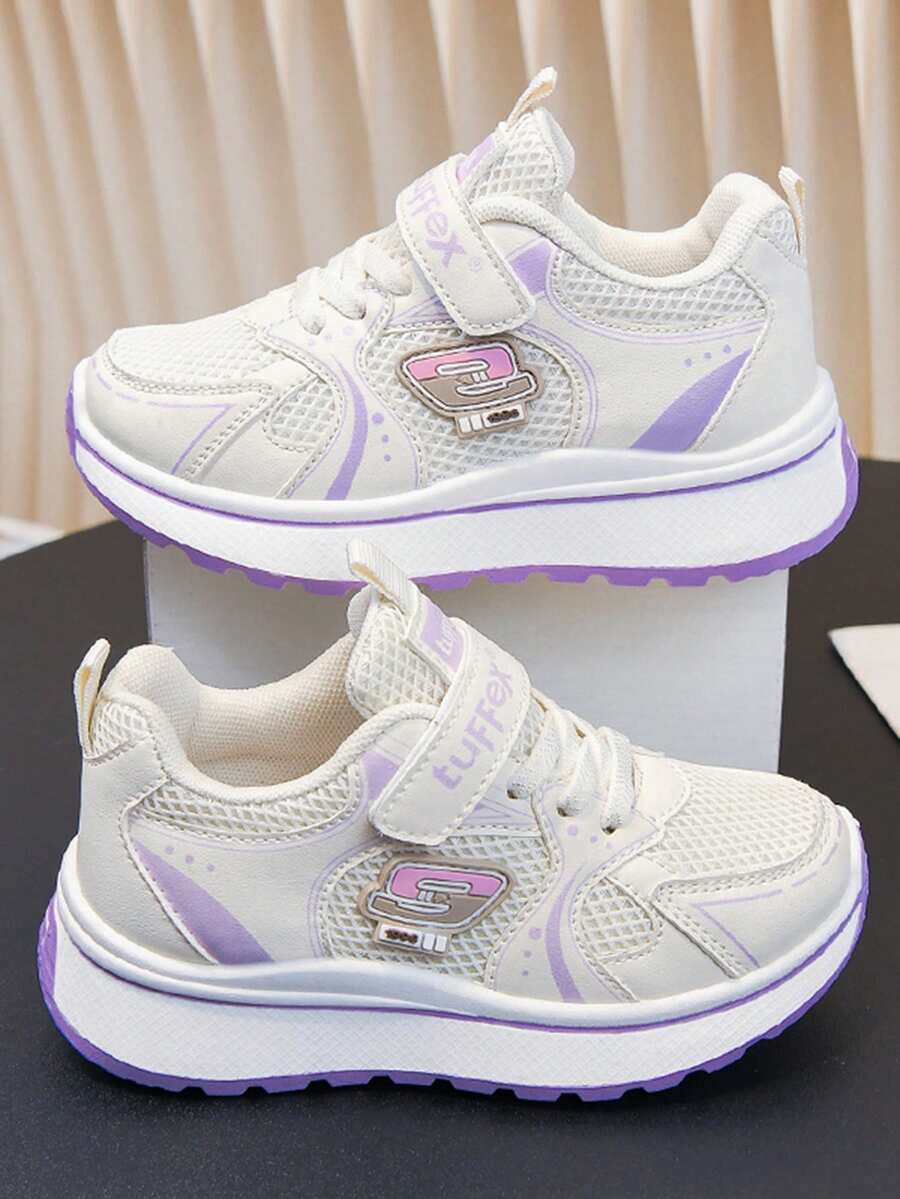 1 Pair Kids' Sports Shoes, Fashion Design, Comfortable & Breathable Woven Sneakers - Soft, Lightweight, Flexible Shoes, Suitable For Outdoor Activities, Play, School And Casual Wear - Perfect For Growing Feet - Purple - View 1